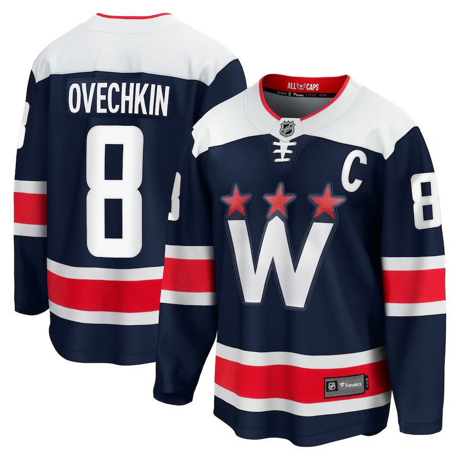 Men Washington Capitals 8 Alexander Ovechkin Fanatics Branded Navy Alternate Premier Breakaway Player NHL Jersey